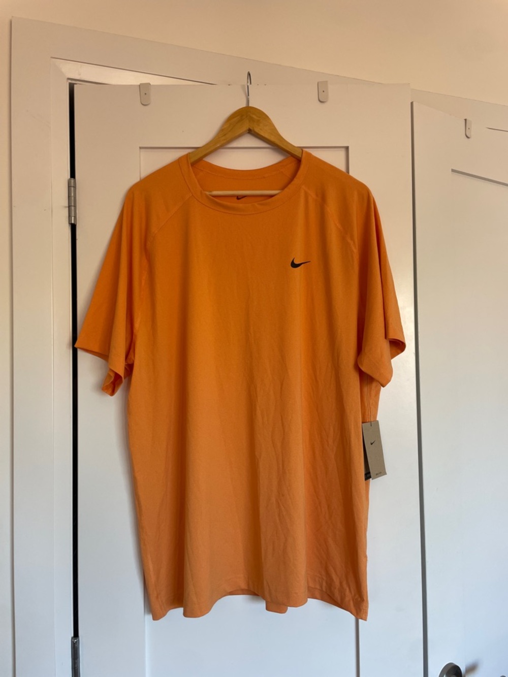 Nike Orange Dry Fit Athletic Tee with Black Swoosh